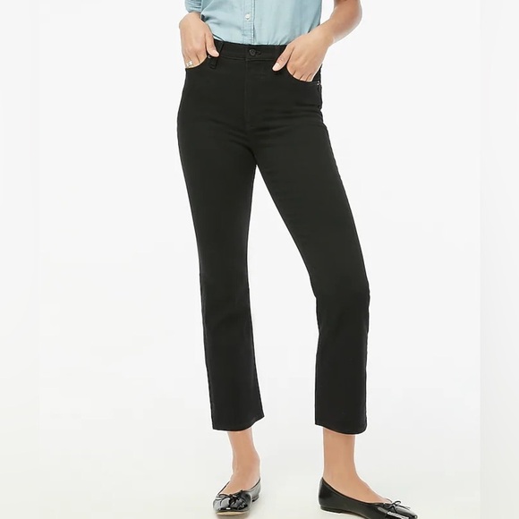 J. Crew High Rise Petite flare crop black jean in all-day stretch Size 26P - Picture 1 of 4
